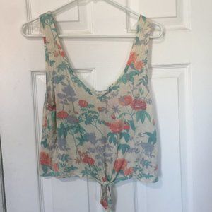 UO Floral Cropped Tank Top (Size S)